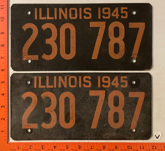 1945 Illinois #230 787 Passenger License Plate (Pair)