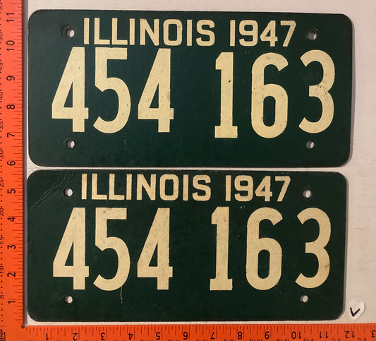 1947 Illinois #454 163 Passenger License Plate (Pair)