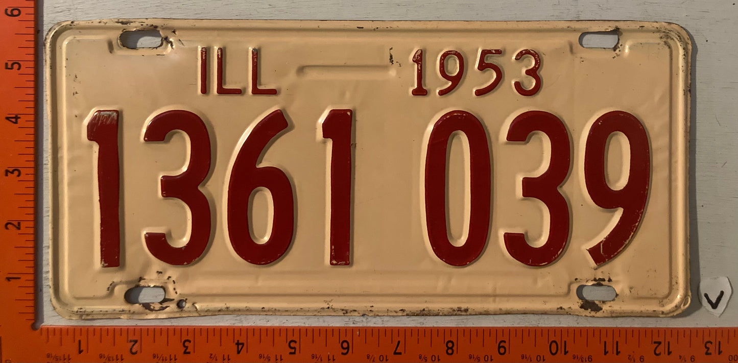 1953 Illinois #1361 039 Passenger License Plate