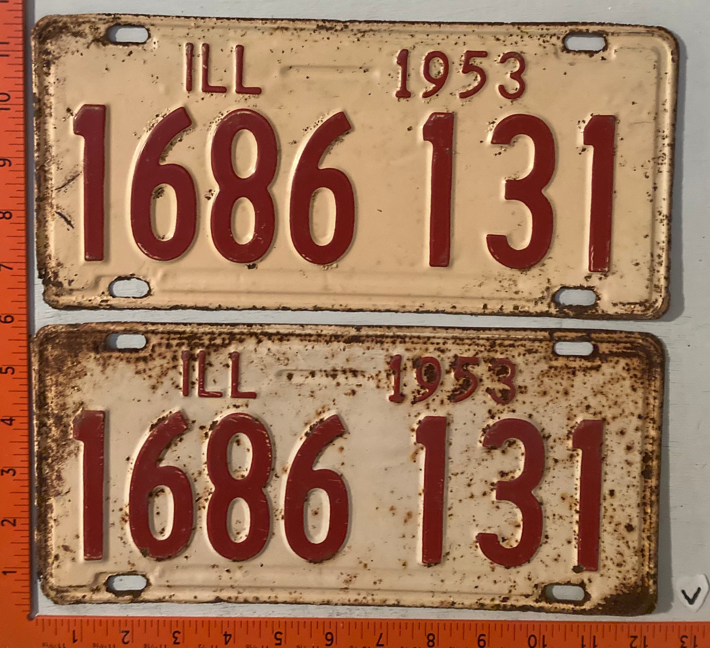 1953 Illinois #1686 131 Passenger License Plate (Pair)
