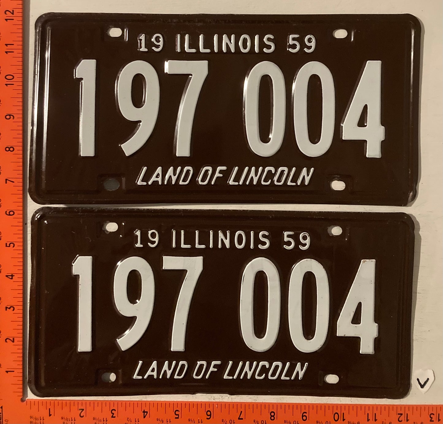 1959 Illinois #197 004 Passenger License Plate (Pair)