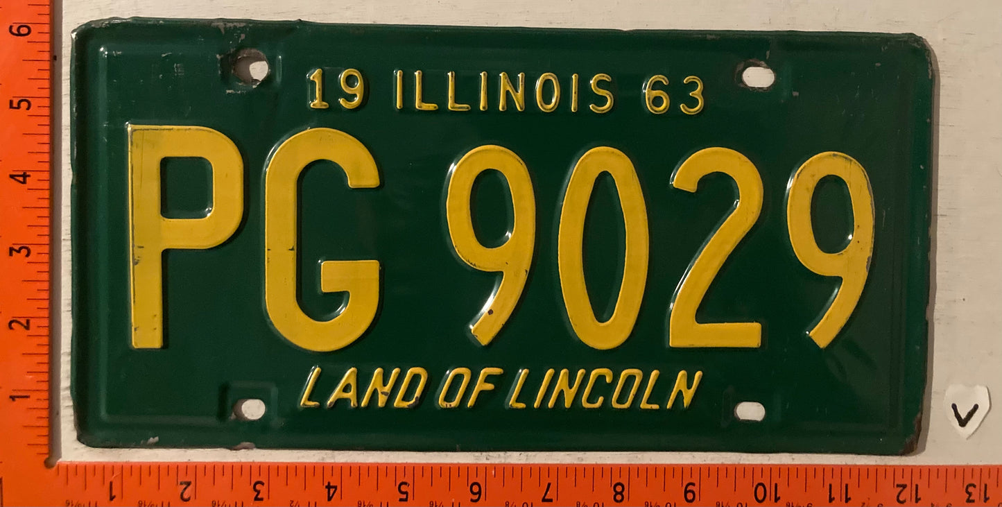 1963 Illinois #PG 9029 Passenger License Plate
