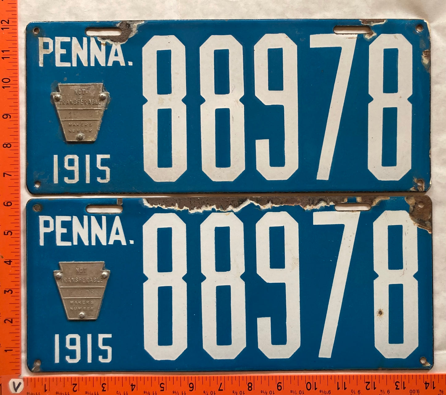 1915 Pennsylvania #88978 Passenger License Plate (Pair)