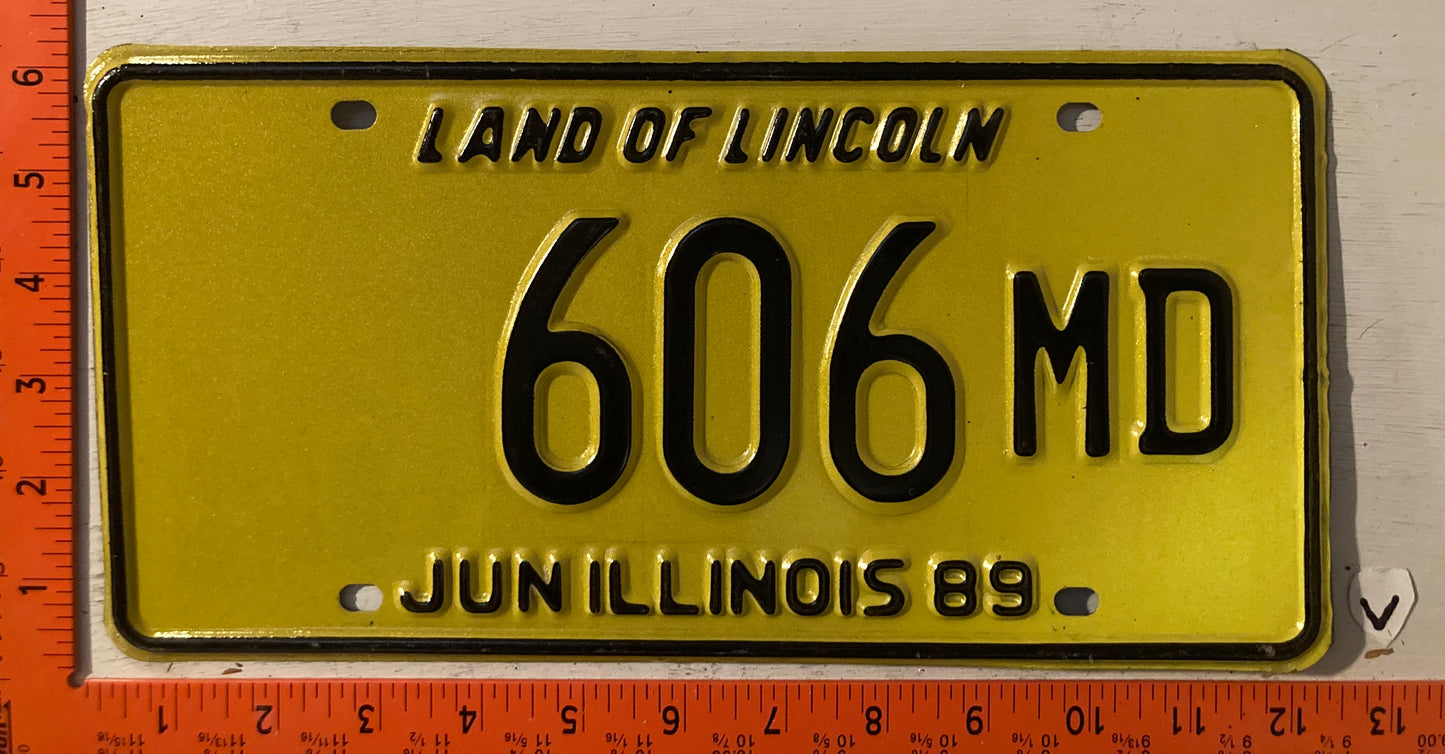 1989 Illinois #606 MD Truck Mileage Tax License Plate