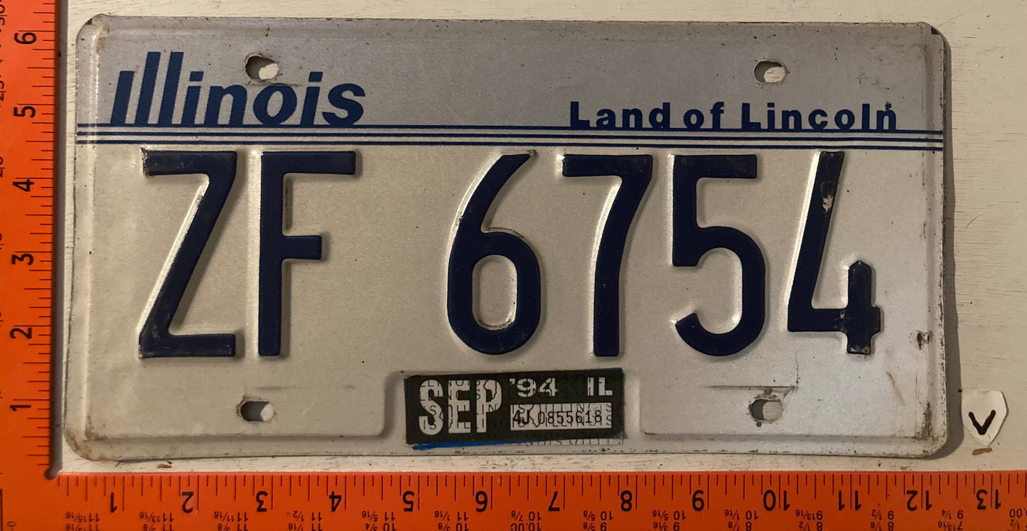 1994 Illinois #ZF 6754 Passenger License Plate