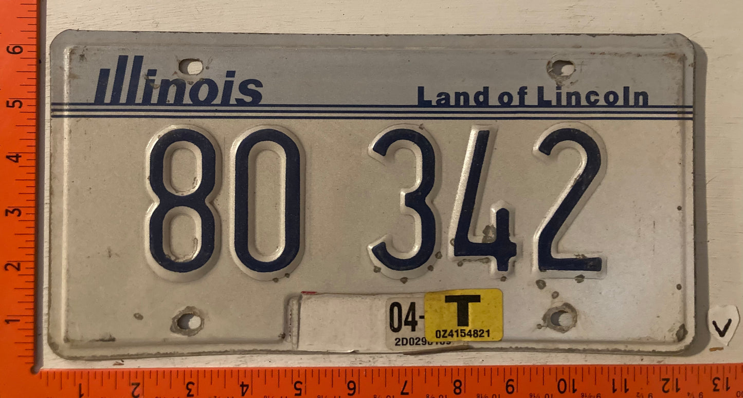 2004 Illinois #80 342 Passenger License Plate