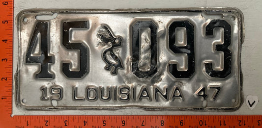 1947 Louisiana #45 093 Passenger License Plate