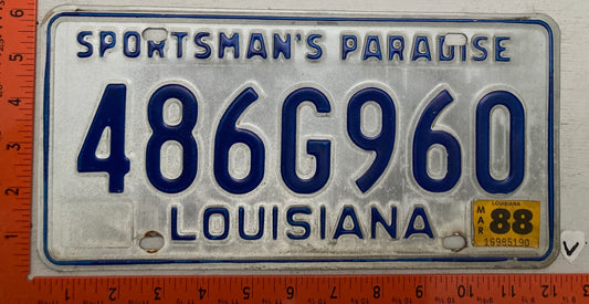 1988 Louisiana #486G960 Passenger License Plate