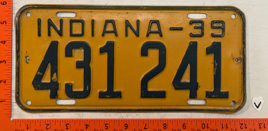 1939 Indiana #431 241 Passenger License Plate