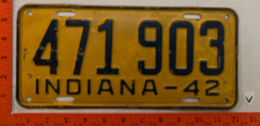 1942 Indiana #471 903 Passenger License Plate