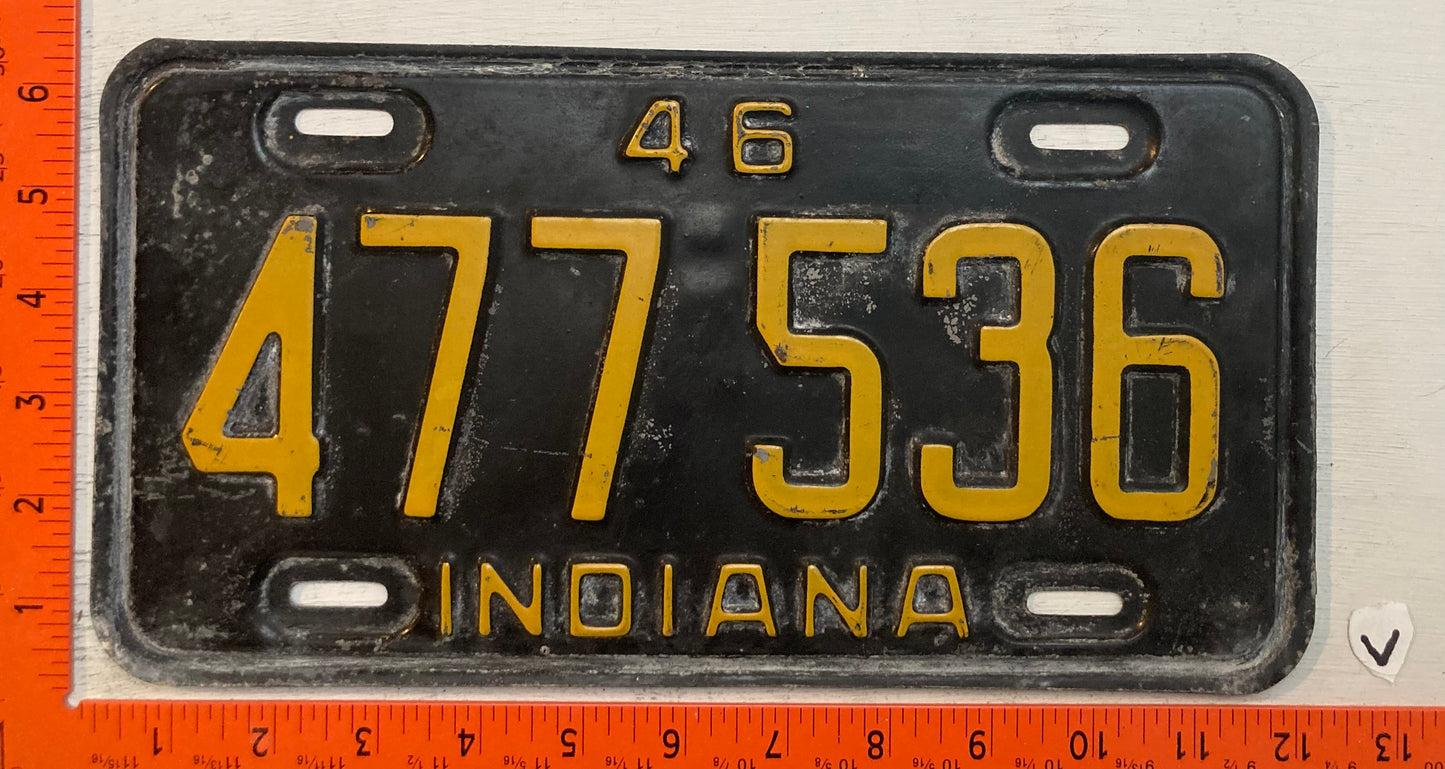 1946 Indiana #477 536 Passenger License Plate
