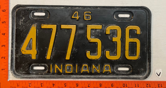 1946 Indiana #477 536 Passenger License Plate