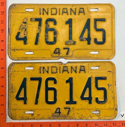 1947 Indiana #476 145 Passenger License Plate (Pair)