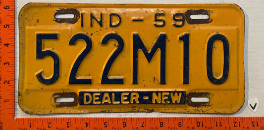 1959 Indiana #522M10 New Car Dealer License Plate