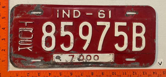 1961 Indiana #85975B Truck License Plate