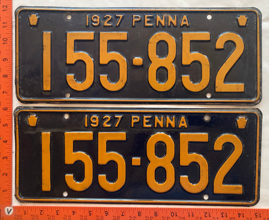 1927 Pennsylvania #155-852 Passenger License Plate (Pair)