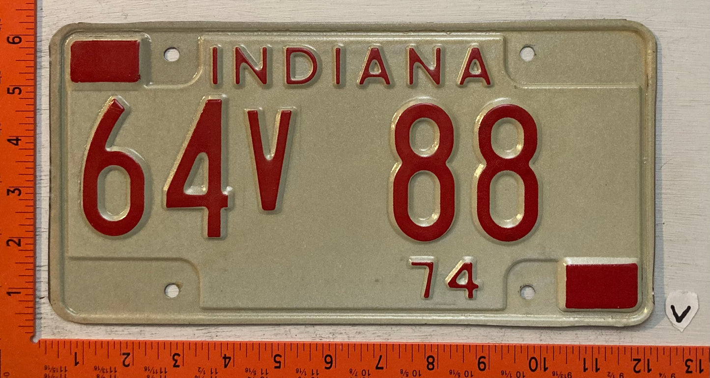 1974 Indiana #64V 88 Passenger License Plate