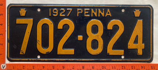 1927 Pennsylvania #702-824 Passenger License Plate