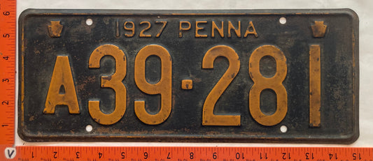 1927 Pennsylvania #A39-281 Truck License Plate