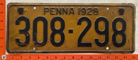 1928 Pennsylvania #308-298 Passenger License Plate