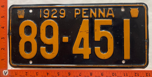 1929 Pennsylvania #89-451 Passenger License Plate