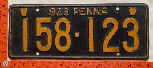 1929 Pennsylvania #158-123 Passenger License Plate