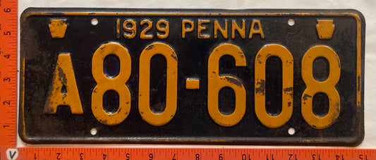 1929 Pennsylvania #A80-608 Truck License Plate