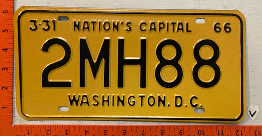 1966 Washington, DC #2MH88 Passenger License Plate