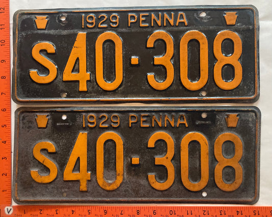 1929 Pennsylvania #S40-308 Truck License Plate (Pair)