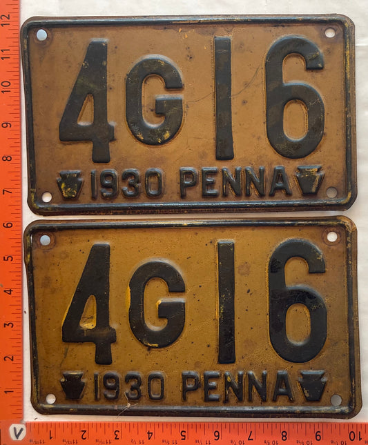 1930 Pennsylvania #4G16 Passenger License Plate (Pair)
