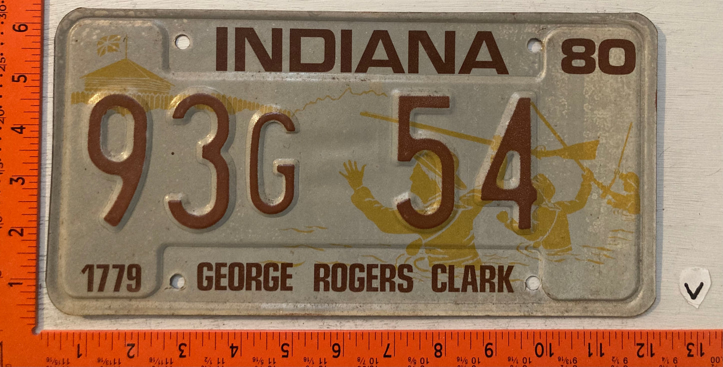 1980 Indiana #93G 54 Passenger License Plate
