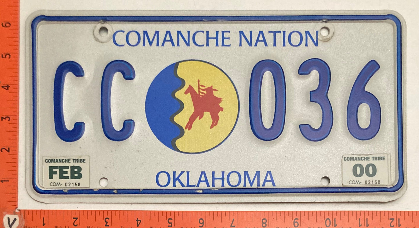2000 Comanche Nation Tribe, Oklahoma #CC 036 Passenger License Plate