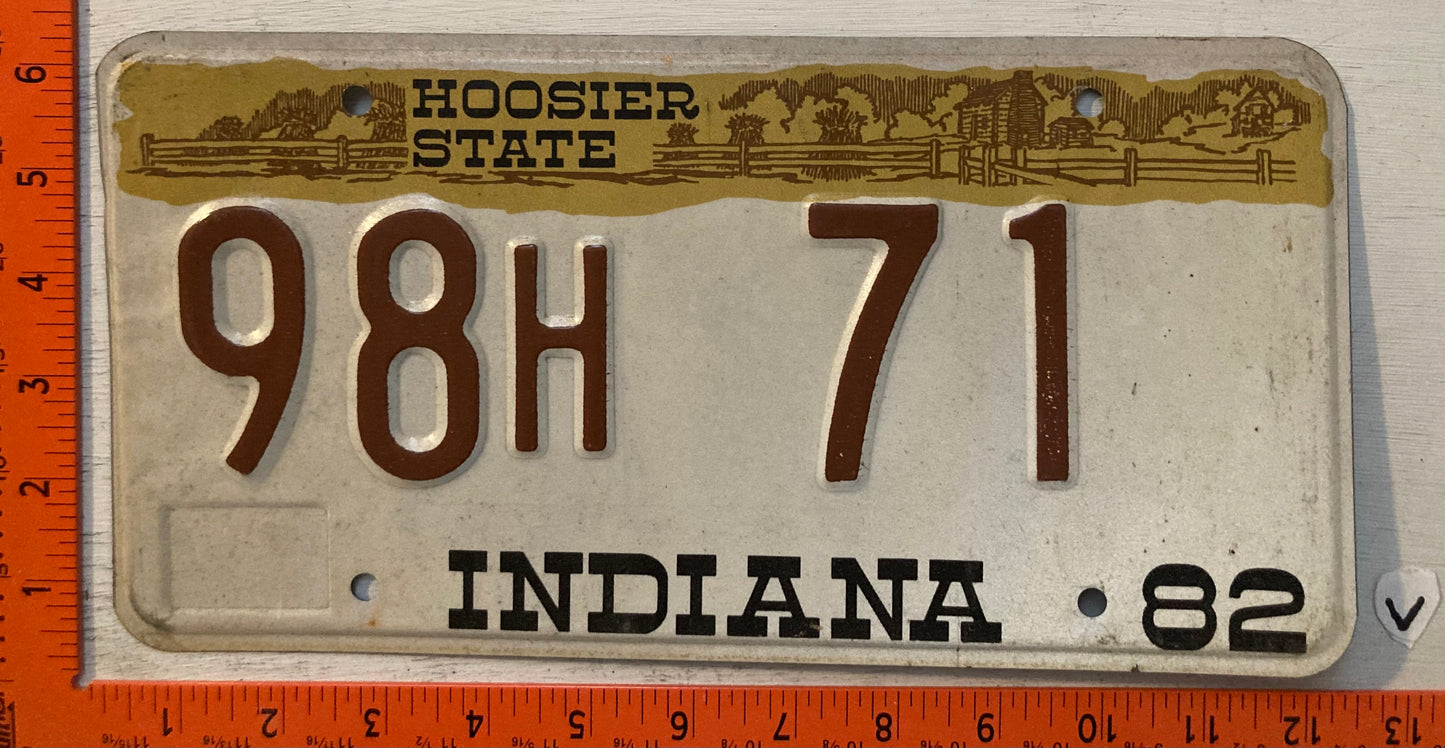 1982 Indiana #98H 71 Passenger License Plate