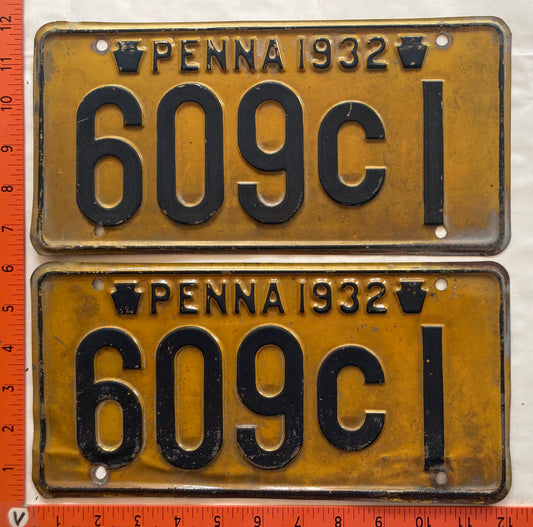 1932 Pennsylvania #609C1 Passenger License Plate (Pair)