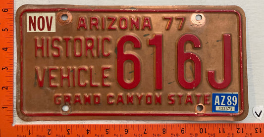 1989 Arizona #616J Historic Vehicle License Plate