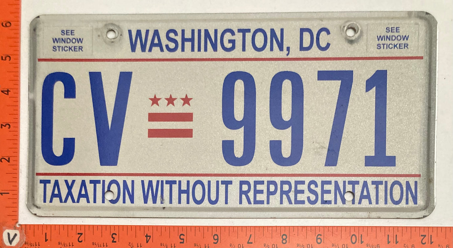 Undated Washington, DC #CV 9971 Passenger License Plate