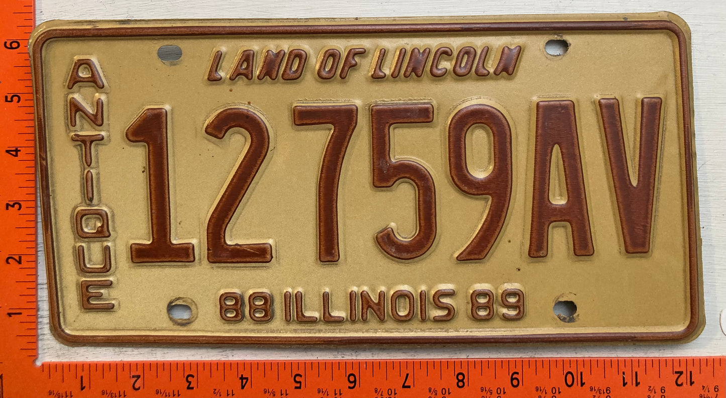 1988 Illinois #12759 A/V Antique Vehicle License Plate