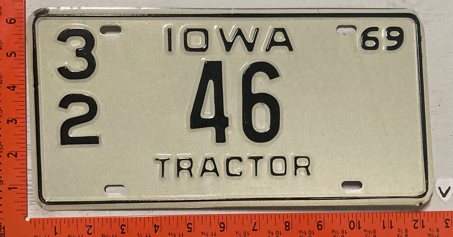 1969 Iowa #3/2 46 Tractor License Plate