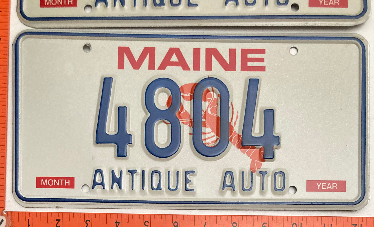 Undated Maine #4804 Antique Auto License Plate PAIR