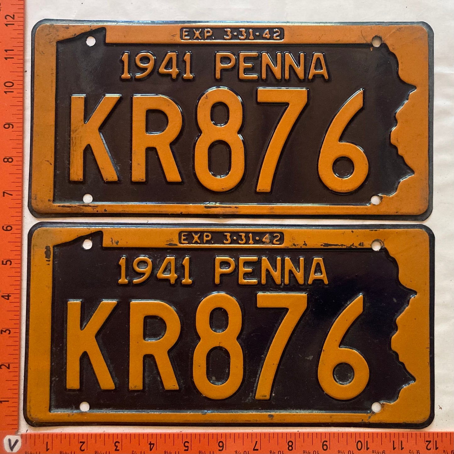1941 Pennsylvania #KR876 Passenger License Plate (Pair)