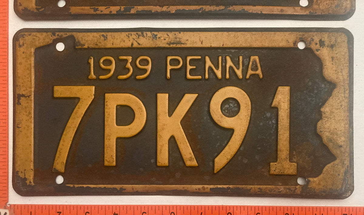 1939 Pennsylvania #7PK91 Passenger License Plate (Pair)