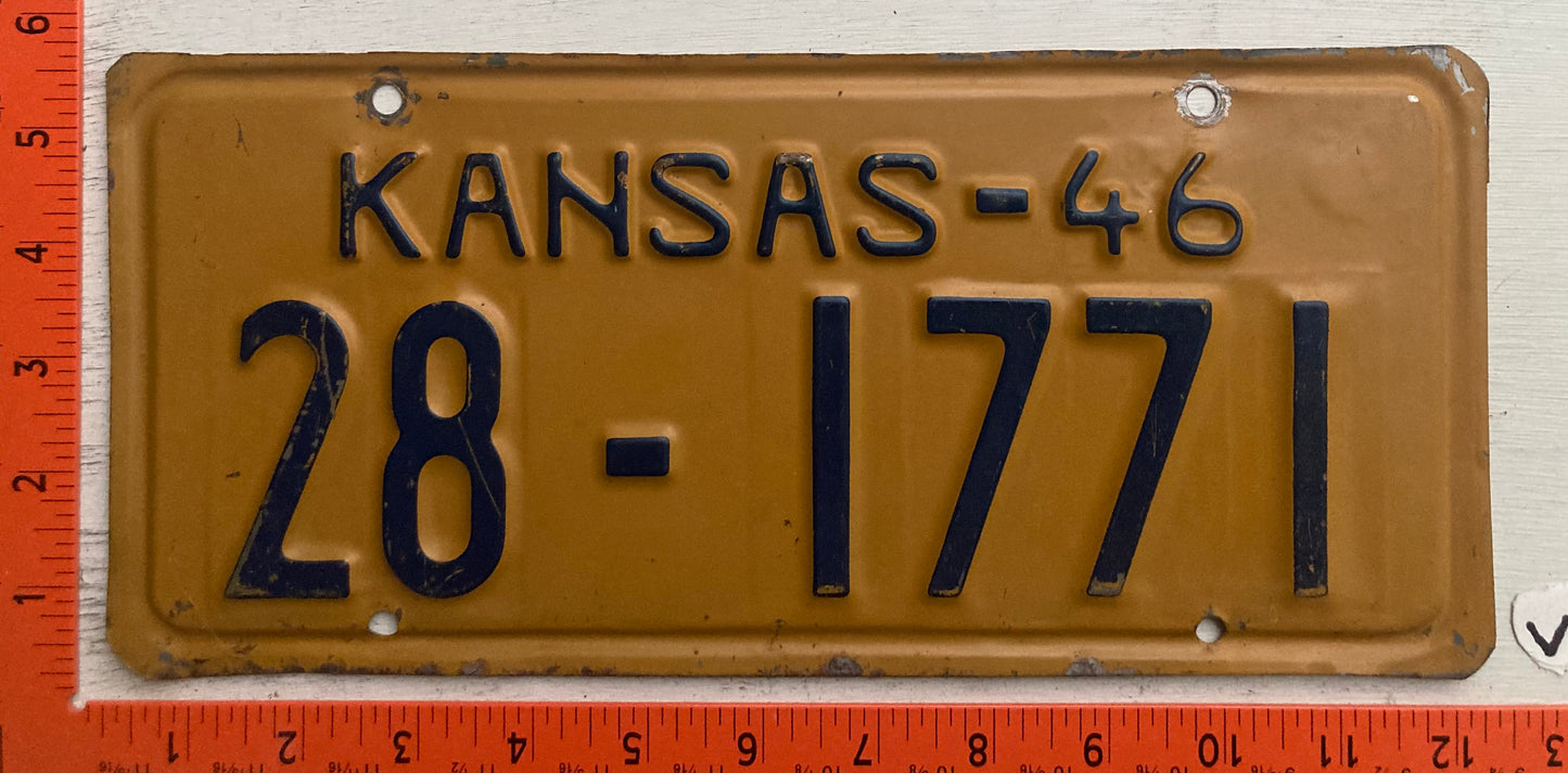 1946 Kansas #28-1771 Passenger License Plate