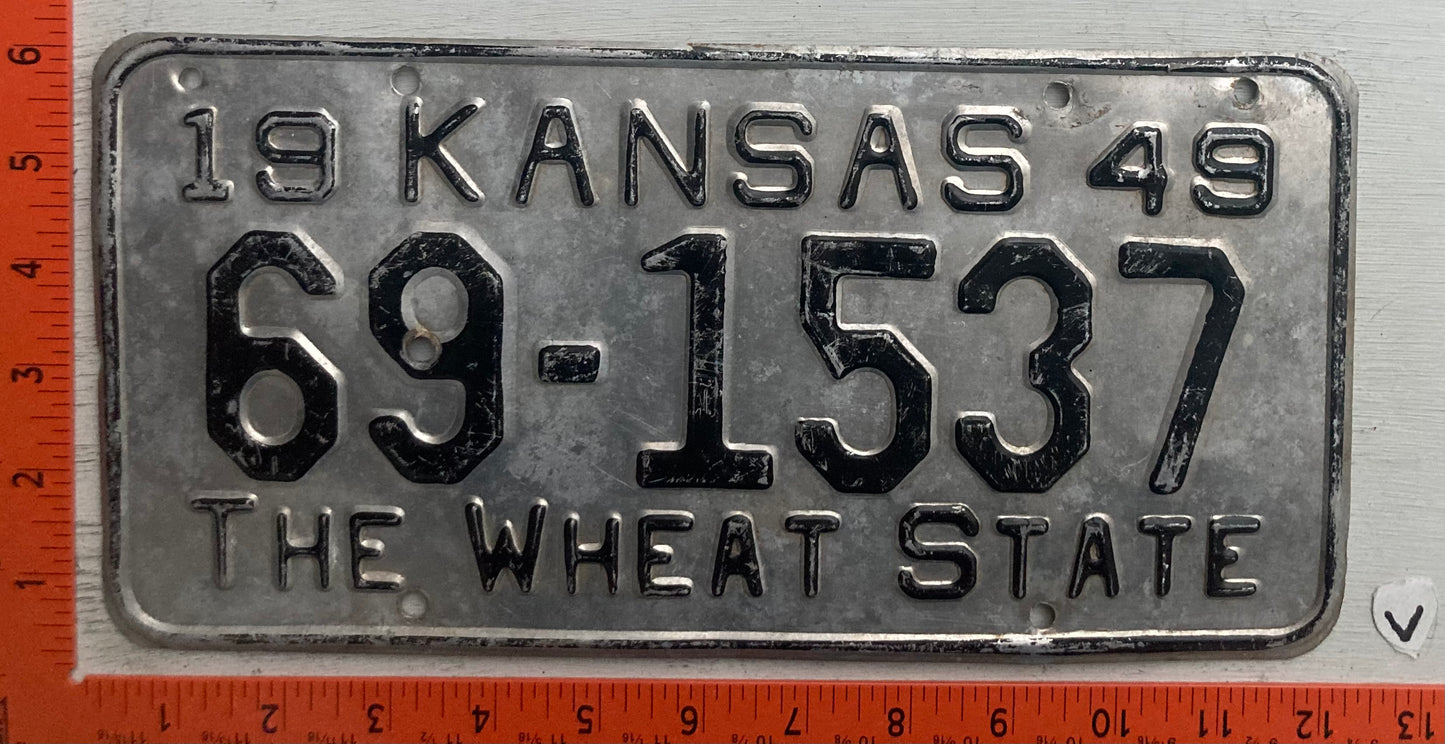1949 Kansas #69-1537 Passenger License Plate