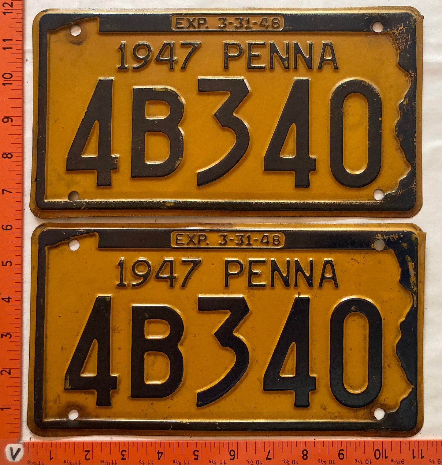 1947 Pennsylvania #4B340 Passenger License Plate (Pair)