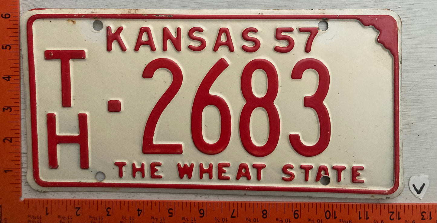 1957 Kansas #TH-2683 Passenger License Plate