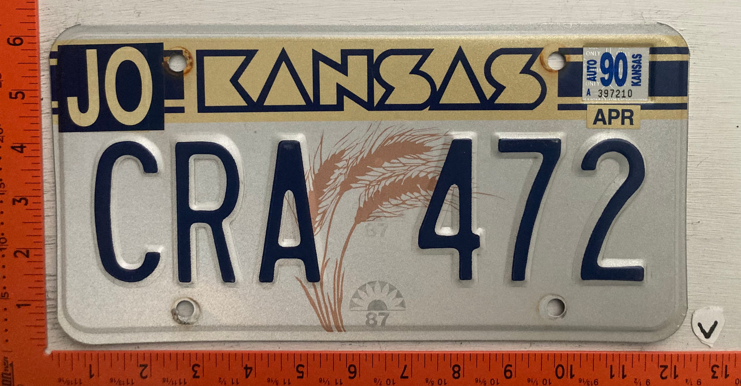 1990 Kansas #CRA 472 Passenger License Plate