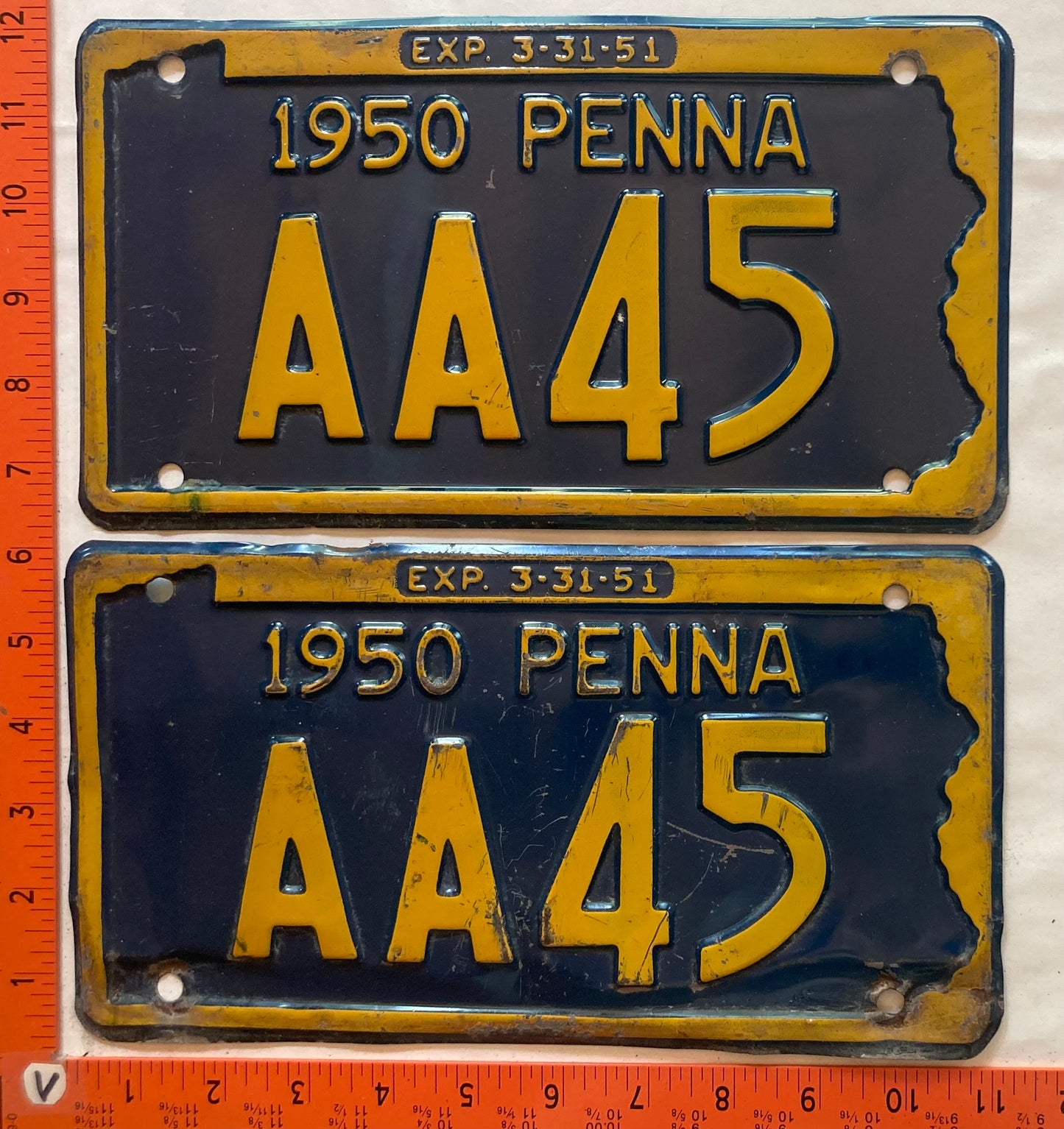 1950 Pennsylvania #AA45 Passenger License Plate (Pair)