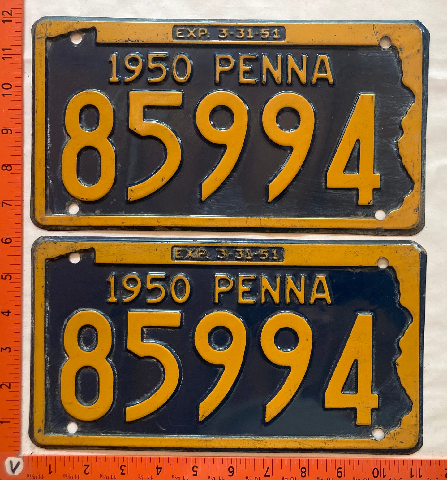 1950 Pennsylvania #85994 Passenger License Plate (Pair)
