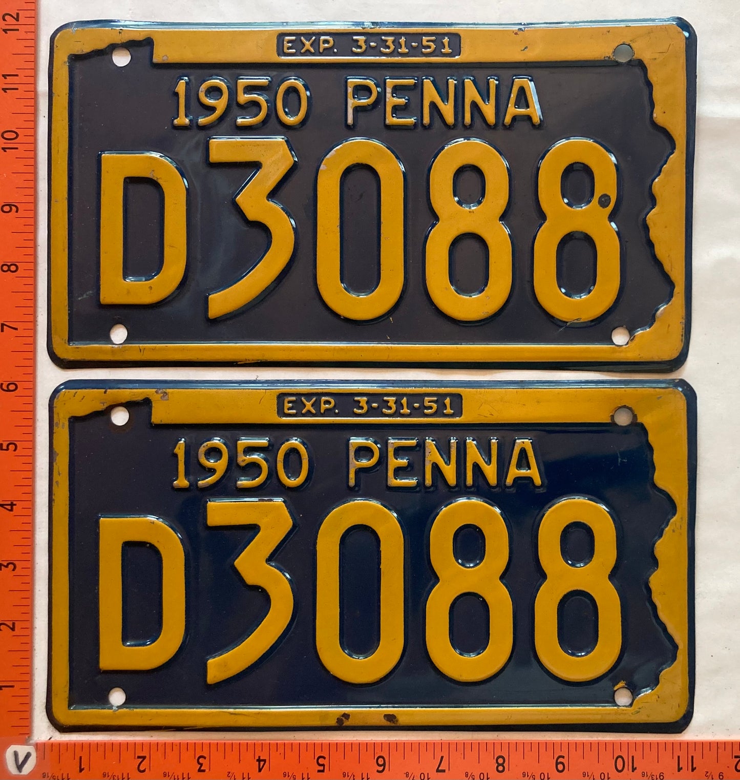 1950 Pennsylvania #D3088 Passenger License Plate (Pair)