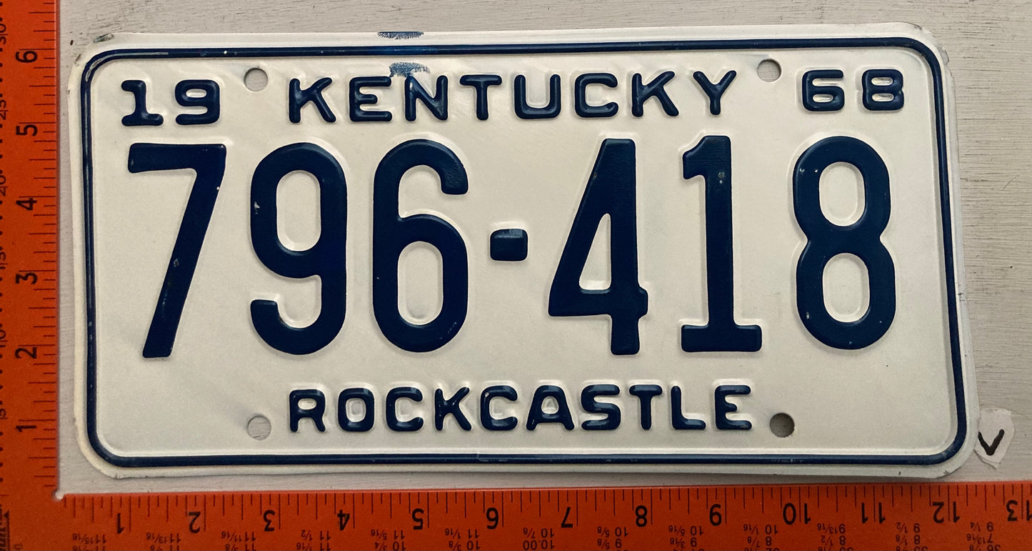 1968 Kentucky #796-418 Passenger License Plate
